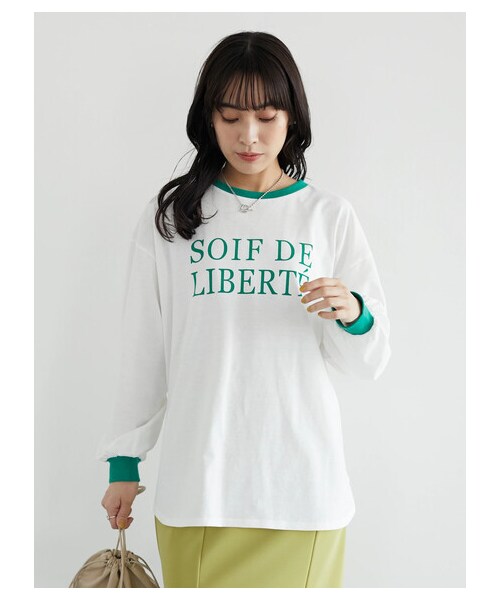 Green Parks(グリーンパークス)の「・novem 9 リンガーロゴロンT(トップス・レッド/ライムグリーン/グリーン/ネイビー・F)」の2枚目の写真