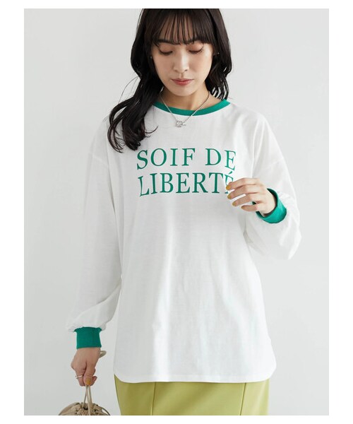 Green Parks(グリーンパークス)の「・novem 9 リンガーロゴロンT(トップス・レッド/ライムグリーン/グリーン/ネイビー・F)」の1枚目の写真