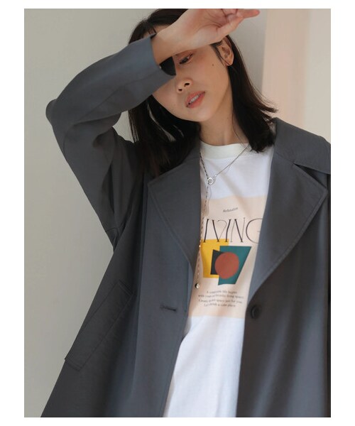 Green　Parks（グリーンパークス）の「Big テーラードジャケット（ジャケット/アウター・ダークグレー/ベージュ・F）」の5枚目の写真