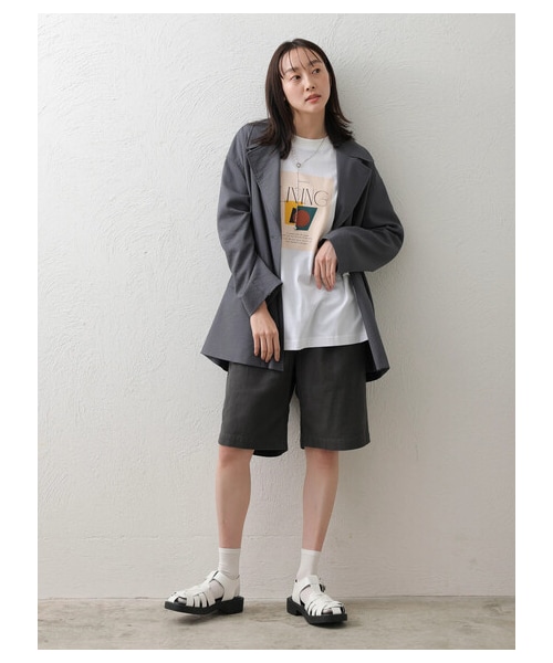 Green　Parks（グリーンパークス）の「Big テーラードジャケット（ジャケット/アウター・ダークグレー/ベージュ・F）」の2枚目の写真