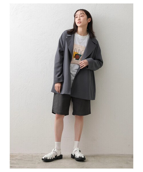 Green　Parks（グリーンパークス）の「Big テーラードジャケット（ジャケット/アウター・ダークグレー/ベージュ・F）」の3枚目の写真