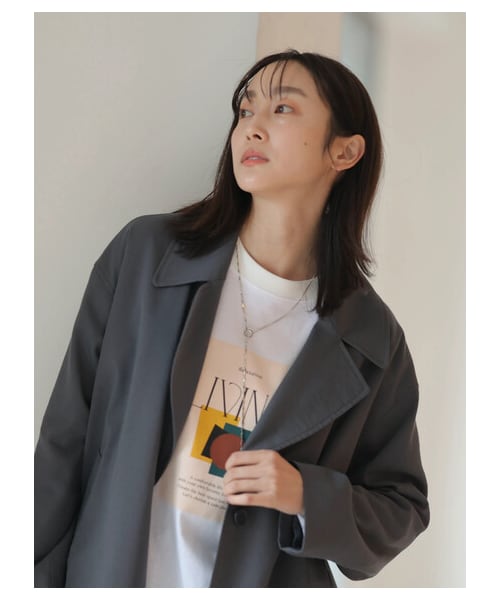 Green　Parks（グリーンパークス）の「Big テーラードジャケット（ジャケット/アウター・ダークグレー/ベージュ・F）」の6枚目の写真