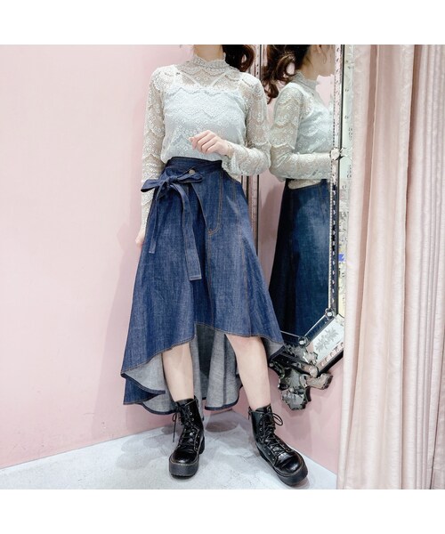 lilLilly（リルリリー）の「デザインベルトデニムスカート（スカート・レディース・INDIGO/BLACK）」の10枚目の写真