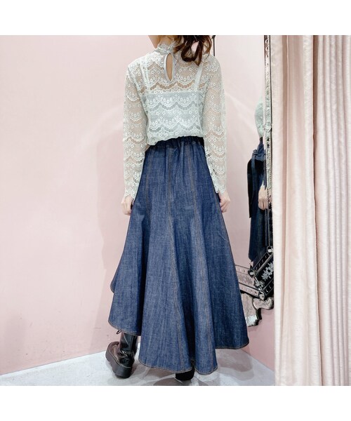 lilLilly（リルリリー）の「デザインベルトデニムスカート（スカート・レディース・INDIGO/BLACK）」の8枚目の写真