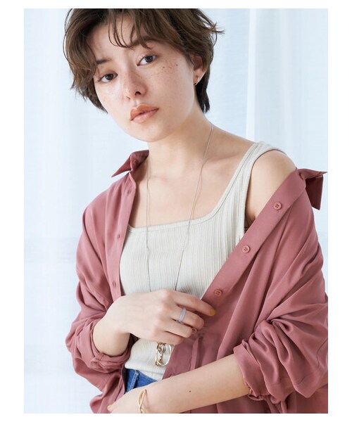 earth music&ecology（アースミュージックアンドエコロジー）の「ランダムリブ2wayタンクトップ（トップス・オフホワイト/ライトグレー/ブラック/ライトベージュ・S/M）」の5枚目の写真