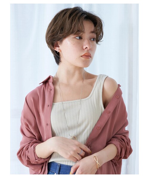 earth music&ecology（アースミュージックアンドエコロジー）の「ランダムリブ2wayタンクトップ（トップス・オフホワイト/ライトグレー/ブラック/ライトベージュ・S/M）」の4枚目の写真