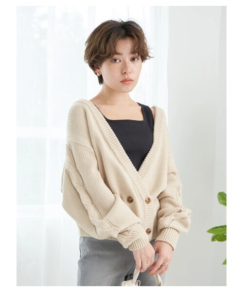 earth music&ecology（アースミュージックアンドエコロジー）の「ランダムリブ2wayタンクトップ（トップス・オフホワイト/ライトグレー/ブラック/ライトベージュ・S/M）」の3枚目の写真