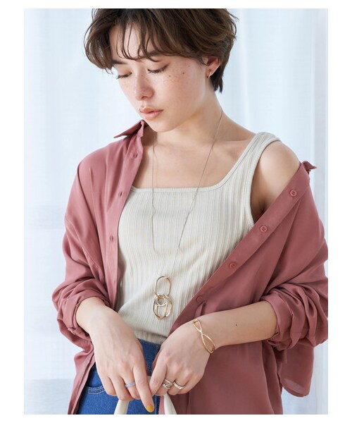 earth music&ecology（アースミュージックアンドエコロジー）の「ランダムリブ2wayタンクトップ（トップス・オフホワイト/ライトグレー/ブラック/ライトベージュ・S/M）」の22枚目の写真