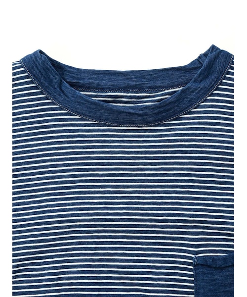 45R 4545縞の908オーシャンTシャツ(インディゴ) 45R天竺の908オーシャンTシャツ（インディゴ）: WOMEN｜45R