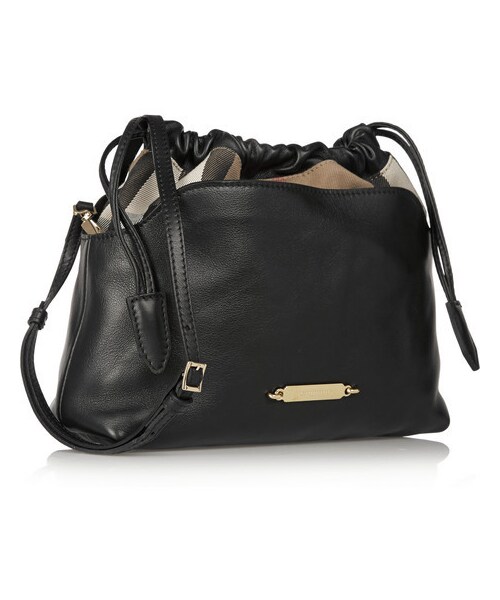 BURBERRY（バーバリー）の「Burberry Shoes & Accessories Textured-leather and checked canvas shoulder bag（ショルダーバッグ・レディース・Black）」の2枚目の写真