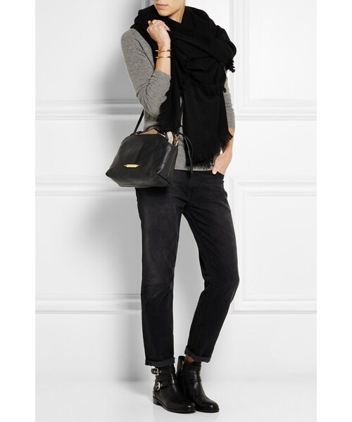 BURBERRY（バーバリー）の「Burberry Shoes & Accessories Textured-leather and checked canvas shoulder bag（ショルダーバッグ・レディース・Black）」の4枚目の写真