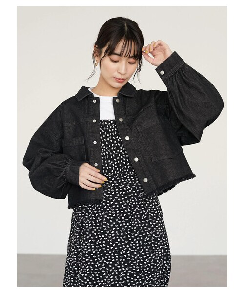 Green　Parks（グリーンパークス）の「・ELENCARE DUE ショートGジャン（ジャケット/アウター・ブラック/インディゴ/ミックス・F）」の2枚目の写真