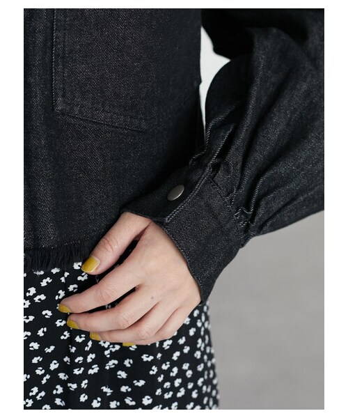 Green　Parks（グリーンパークス）の「・ELENCARE DUE ショートGジャン（ジャケット/アウター・ブラック/インディゴ/ミックス・F）」の10枚目の写真