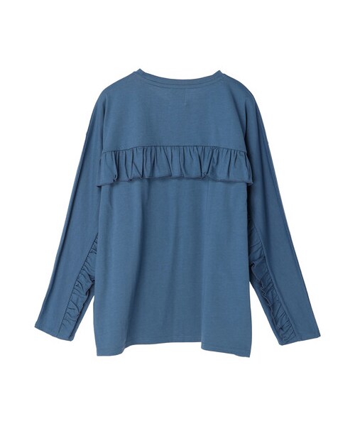 Green　Parks（グリーンパークス）の「後フリルMARIONプリントチュニック（トップス・アイボリー/ブラック/ブルー・F）」の3枚目の写真