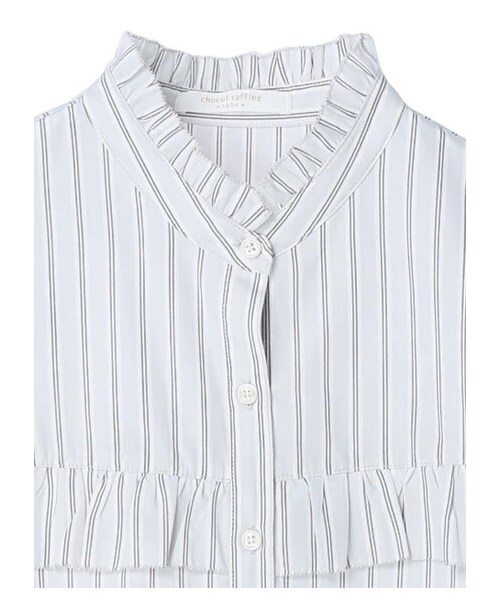 Green　Parks（グリーンパークス）の「スタンドフリルアソートブラウス（トップス・オフホワイト/グレー/ブルー・F）」の4枚目の写真