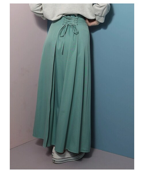 Green　Parks（グリーンパークス）の「・ELENCARE DUE バックレースアップスカート（スカート・ブラック/ライトベージュ/グリーン・F）」の15枚目の写真