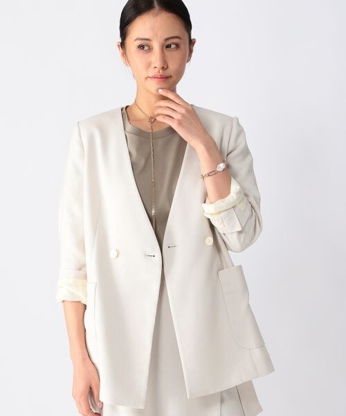 BARNYARDSTORM（バンヤードストーム）の「リネンライクオックスジャケット（ジャケット/アウター・レディース・オフホワイト11/ブラック19・S(0)/M(1)）」の6枚目の写真