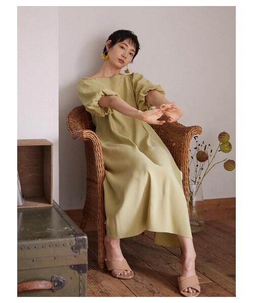 Green Parks(グリーンパークス)の「armonia.デザインショルダーワンピース(ワンピース/ドレス・ブラック/オレンジ/カーキ・F)」の5枚目の写真