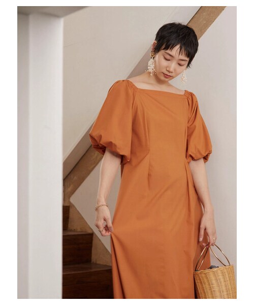 Green Parks(グリーンパークス)の「armonia.デザインショルダーワンピース(ワンピース/ドレス・ブラック/オレンジ/カーキ・F)」の3枚目の写真