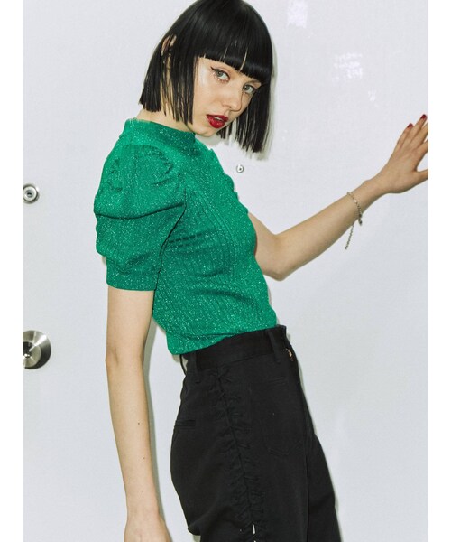 jouetie（ジュエティ）の「パワショルリブニット（ニット/セーター・ミックス/パープル/アイスブルー/ピンク/グリーン/ブラック・M）」の5枚目の写真