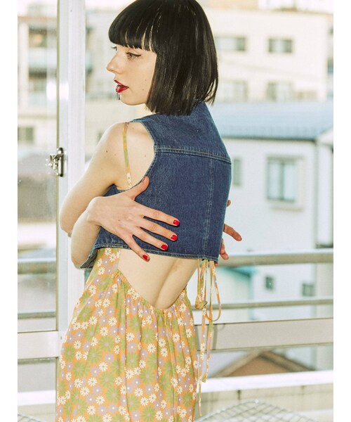 jouetie（ジュエティ）の「コンパクトベスト（テーラードジャケット・ブラック/ブルー・M）」の9枚目の写真