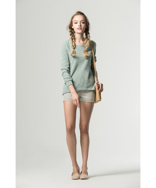 Life8（ライフエイト）の「英倫風簡約感直條紋短褲（パンツ・レディース・灰白條紋/黑白條紋・S/M/L/XL）」の3枚目の写真