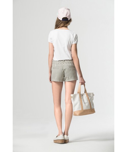 Life8（ライフエイト）の「英倫風簡約感直條紋短褲（パンツ・レディース・灰白條紋/黑白條紋・S/M/L/XL）」の6枚目の写真