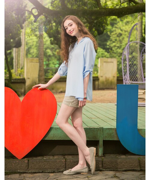 Life8（ライフエイト）の「英倫風簡約感直條紋短褲（パンツ・レディース・灰白條紋/黑白條紋・S/M/L/XL）」の2枚目の写真