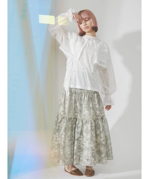 merry jenny（メリージェニー）の「fog lace sheer tiered skirt（スカート・ブラウン/ベージュ・F）」の15枚目の写真