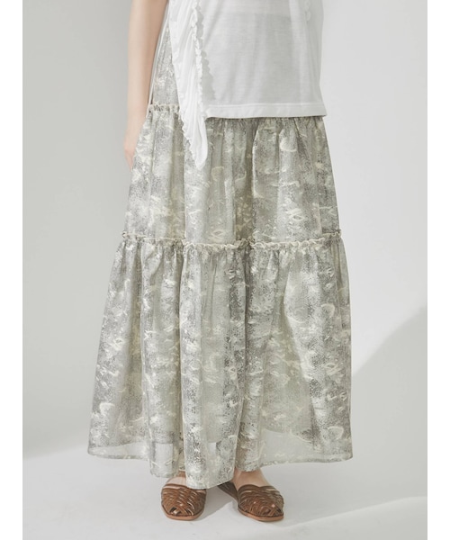 merry jenny（メリージェニー）の「fog lace sheer tiered skirt（スカート・ブラウン/ベージュ・F）」の6枚目の写真