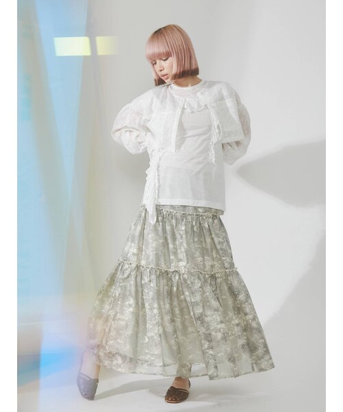 merry jenny（メリージェニー）の「fog lace sheer tiered skirt（スカート・ブラウン/ベージュ・F）」の17枚目の写真