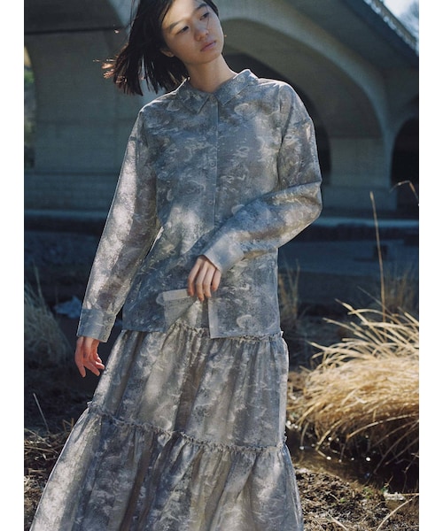 merry jenny（メリージェニー）の「fog lace sheer tiered skirt（スカート・ブラウン/ベージュ・F）」の2枚目の写真