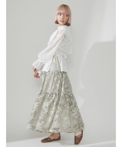 merry jenny（メリージェニー）の「fog lace sheer tiered skirt（スカート・ブラウン/ベージュ・F）」の12枚目の写真