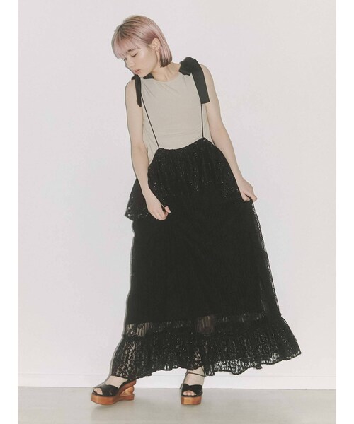 merryjenny 9th アタッチメントロングスカート merry jenny（メリージェニー）の「lace laceストラップロング