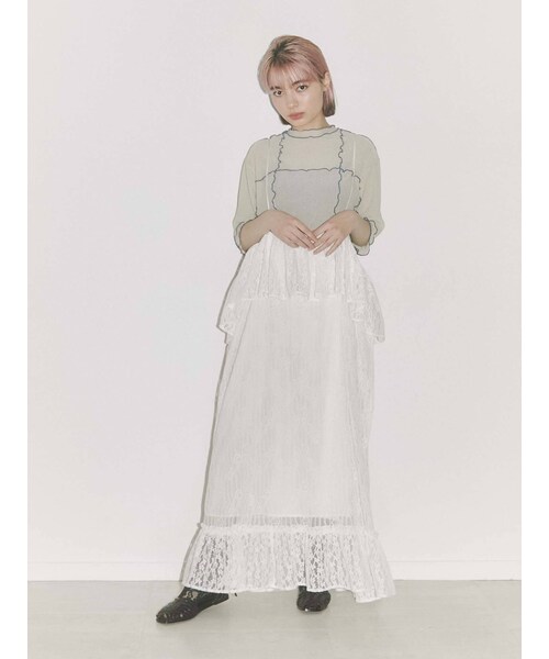 merryjenny 9th アタッチメントロングスカート merry jenny（メリージェニー）の「lace laceストラップロング