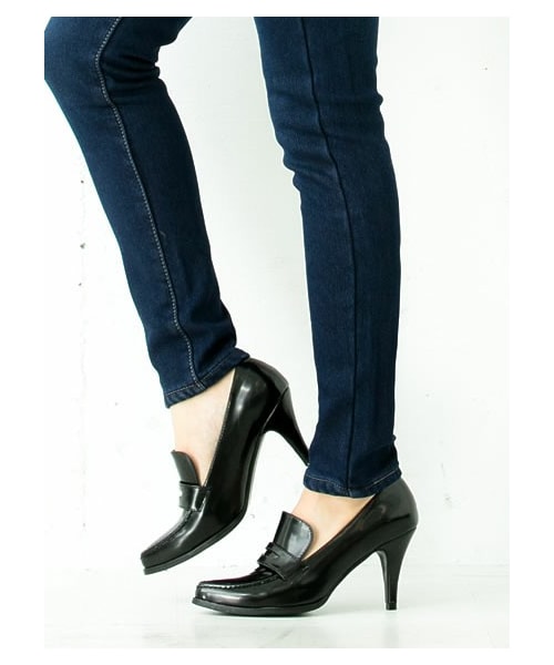 Re:EDIT（リエディ）の「CHICMUSE ピンヒールポインテッドローファー（その他・レディース・ブラック/アイボリー/グリーン/ネイビー/バーガンディ/ブラックスエード/キャメルスエード/ブルーグリーンスエード/ハラコレオパード/ツイードブラック・S/M/L/LL）」の2枚目の写真