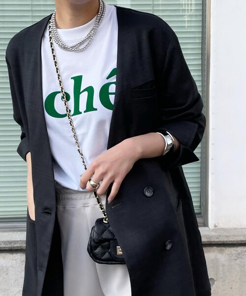 DouDou(ドゥドゥ)の「acheフロッキーロゴTEE(Tシャツ/カットソー・レディース・ホワイト/ホワイトその他1・F)」の1枚目の写真