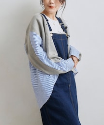 Chez toi | 布帛ストライプ×ニット切替カーディガン(カーディガン/ボレロ)