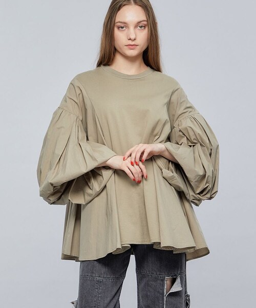 REKISAMI（レキサミ）の「パフスリーブトップス RT-22052（シャツ/ブラウス・レディース・WHT/BGE/TAN・2）」の2枚目の写真