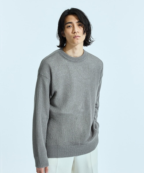 ストローヤーンメッシュニットプルオーバー