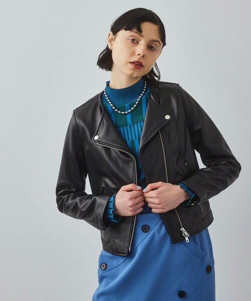 UNITED TOKYO（ユナイテッドトウキョウ）の「ラムセミダブルライダース（ブルゾン・レディース・BLK/BGE/TAN・1/2/3）」の3枚目の写真