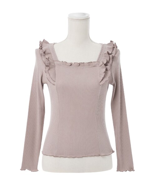 mon Lily（モンリリィ）の「エンジェルフリルリブカットソー（トップス・レディース・アイボリー/グレー/ピンク/ブルー/チャコール・M/L）」の3枚目の写真