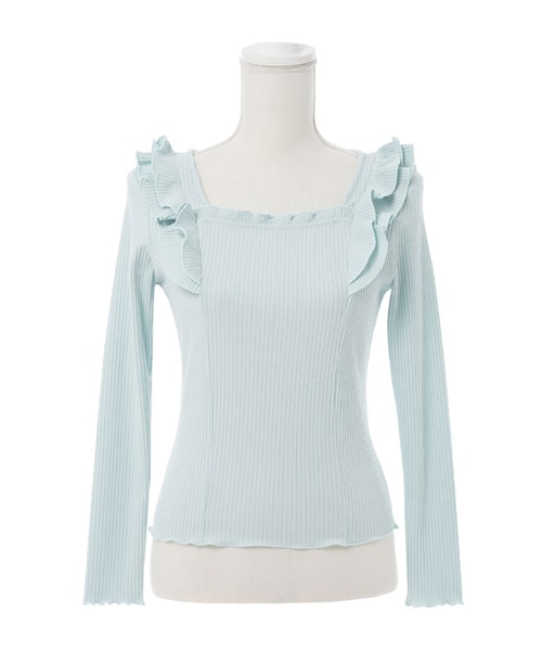 mon Lily（モンリリィ）の「エンジェルフリルリブカットソー（トップス・レディース・アイボリー/グレー/ピンク/ブルー/チャコール・M/L）」の4枚目の写真