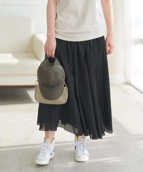 Spick & Span ワッシャークロスシアースカート　ブラック　サイズ36 Spick & Span（スピックアンドスパン）の「ワッシャークロス