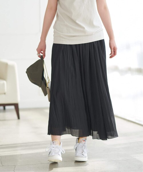 Spick & Span ワッシャークロスシアースカート　ブラック　サイズ36 Spick & Span（スピックアンドスパン）の「ワッシャークロス