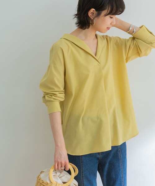 URBAN RESEARCH ID(アーバンリサーチ アイディー)の「設計領正面打褶襯衫(トップス・レディース・淺灰色/黃色/條紋・FREE)」の22枚目の写真