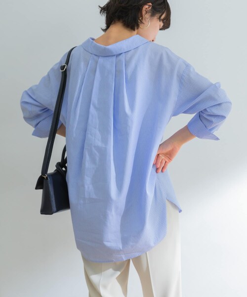 URBAN RESEARCH ID(アーバンリサーチ アイディー)の「設計領正面打褶襯衫(トップス・レディース・淺灰色/黃色/條紋・FREE)」の9枚目の写真