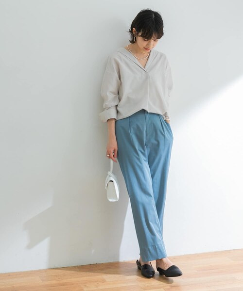 URBAN RESEARCH ID(アーバンリサーチ アイディー)の「設計領正面打褶襯衫(トップス・レディース・淺灰色/黃色/條紋・FREE)」の18枚目の写真