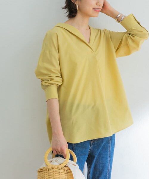 URBAN RESEARCH ID(アーバンリサーチ アイディー)の「設計領正面打褶襯衫(トップス・レディース・淺灰色/黃色/條紋・FREE)」の21枚目の写真