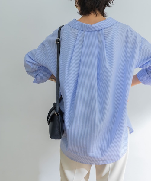URBAN RESEARCH ID(アーバンリサーチ アイディー)の「設計領正面打褶襯衫(トップス・レディース・淺灰色/黃色/條紋・FREE)」の8枚目の写真